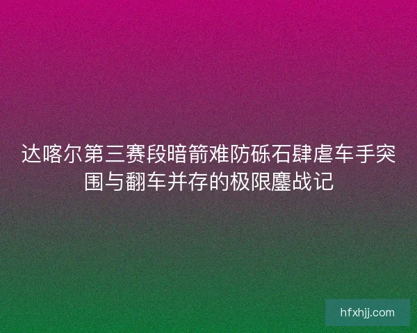 达喀尔第三赛段暗箭难防砾石肆虐车手突围与翻车并存的极限鏖战记